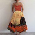 thumbnail image 2 of Womens Halloween Dress Skeleton Spider Square Neck Spaghetti Strap Funny Dress Pumpkin Skull Sleeveless Vintage Midi Dress XL, 2 of 3
