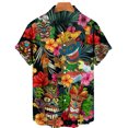 thumbnail image 3 of Camisa Tiki Moai para hombre, ropa con estampado 3D, camisas hawaianas, blusas con gráficos de calaveras de terror de civilización vintage, camisas casuales Y2k Aloha, 3 of 4