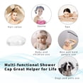 thumbnail image 4 of Gorros de ducha desechables (100 unidades) - Gorro de baño elástico multiusos, impermeable, transparente, ideal para el cabello, spa, hogar, hotel y peluquería. Portátil para viajes (46 cm), 4 of 8