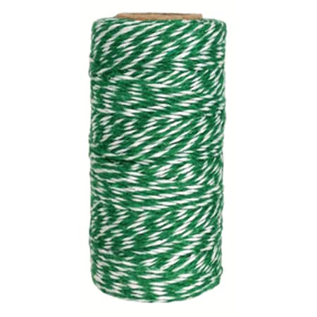 Just Artifacts ECO Bakers Twine 240yd 4Ply Striped Kelly Green - Decorative Bakers Twine for DIY Crafts and Gift