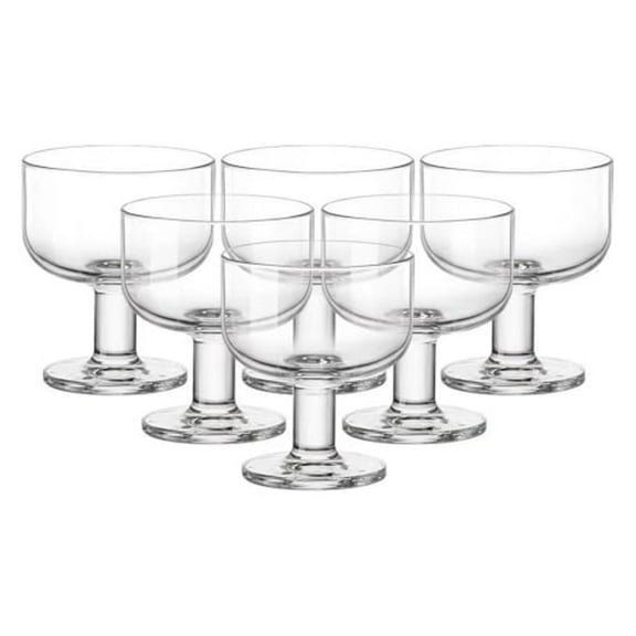 Bormioli Rocco Hosteria Stackable Dessert Cups - Set of 6, Tempered Glass Bowls for Ice Cream, Fruit Salad & Spoon Desserts - 8 Oz. Serving Dishes with Wide Mouth, 3.4” x 3.9” - Made in Italy