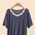 thumbnail image 5 of cfhntfmh Nuisette pour Femmes Col Rond Plissée Vêtement de Nuit Manches Courtes Bordure en Dentelle Chemise de Nuit Grande Taille Robe de Nuit de Printemps, 5 of 5