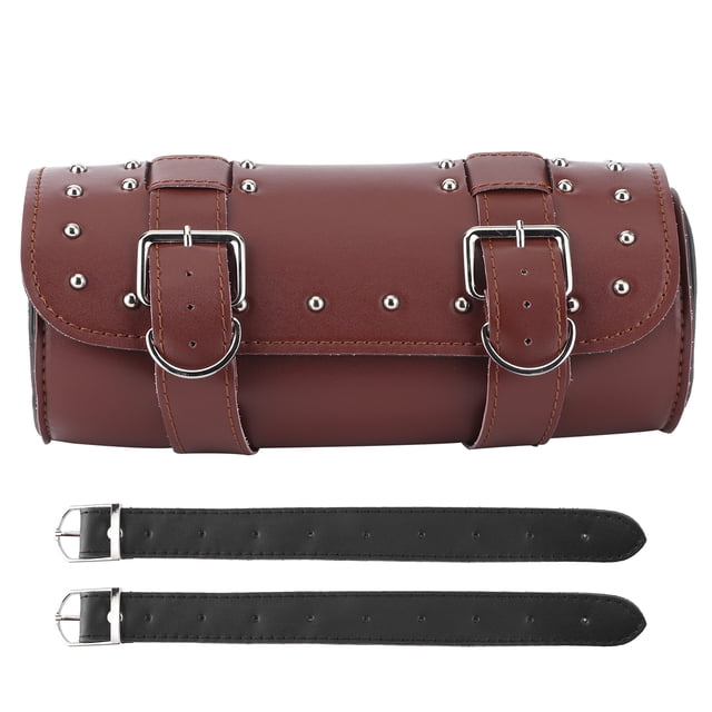 Motorcycle Handlebar Bag, Motorcycle Tool Bag Storage Tool Pouch PU Leather For Motorcycles For Storage Tool Brown,Black