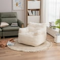 thumbnail image 4 of Bean Bag Chairs,Soft Tufted Foam Bean Bag Chair with Teddy Fabric for Adults and Kids,Comfy Lazy Sofa for Living Room,Bedroom,Ivory White, 4 of 6