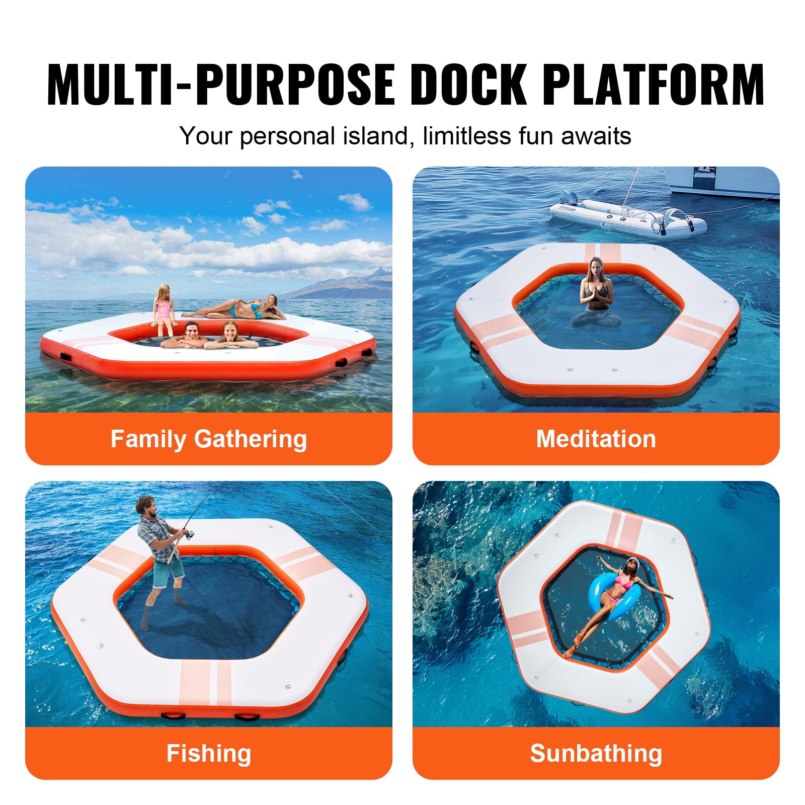KFFKFF Inflatable Dock Platform, ø10FT Floating Dock with ø8FT