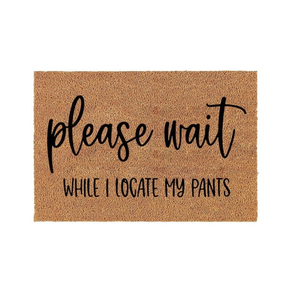 Funny Welcome Mat Fun Slogan Mat Please Wait inside Door Mats for Home Entrance Personalized Home Decor 16x24IN Summer Door Mats Coir Door Mat for Home Entrance, Garage And Garden Outside