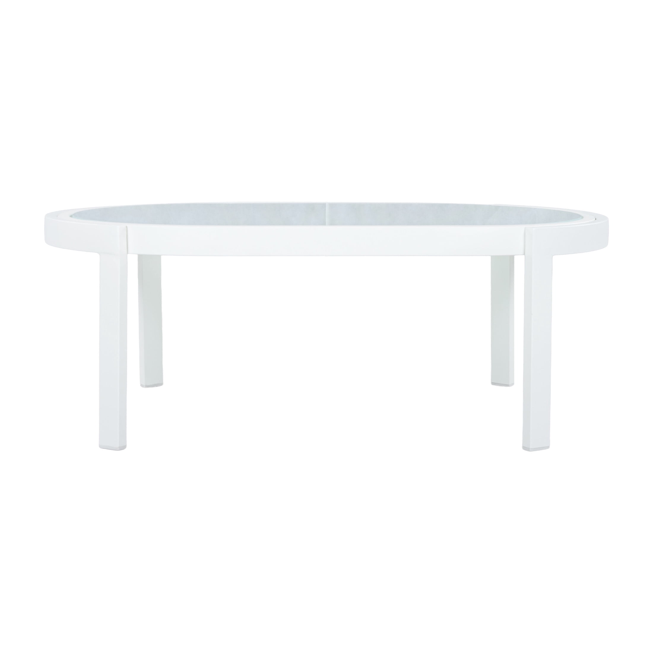 Christopher Knight Home Outdoor Oval Coffee Table, Aluminum Frame with Tempered Glass Top, White