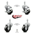 thumbnail image 2 of 3.5 Inch SS Phenolic Wheel Swivel 10mm Threaded Stem Caster Set 2 Brakes SCC, 2 of 2