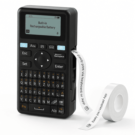 E11 & Label Makerhine With Tape Black | Rechargeable Versatile App 30 Fonts And 660 Icons Minimal Margin Inkless For School Hom
