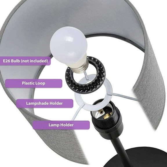 USB charging bedside table lamp gray lampshade with AC socket table lamp