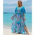 thumbnail image 6 of Sunforyou Kafan Dresses for Women Moo Moos Bathing suit Cover up Blue Strip Plus size Caftans Loungewear, 6 of 6