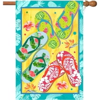 Large Summer Flag,28x40 Inch Hello Summer House Flags with Two Grommets Double Sided Printing 2 Layer Burlap Welcome Summer Garden Flag for Your Summertime Decoration