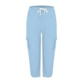 thumbnail image 6 of Lisingtool Clearance Pants for Women Cropped Pants Cargo Pants for Women Women's Solid Color Casual Hiking Pants Outdoor Pants Summer Pants Lightweight Stretch Hiking Pants OverallsS-3XL, 6 of 9
