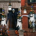 thumbnail image 3 of Halloween Decorations Outdoor,5 Pack Glowing Ghost, Halloween Flying Ghost Hats Hanging Witch Hat for Tree Decor with Lights, 3 of 10