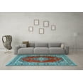 thumbnail image 3 of Ahgly Company Indoor Rectangle Medallion Light Blue Traditional Area Rugs, 2' x 4', 3 of 4