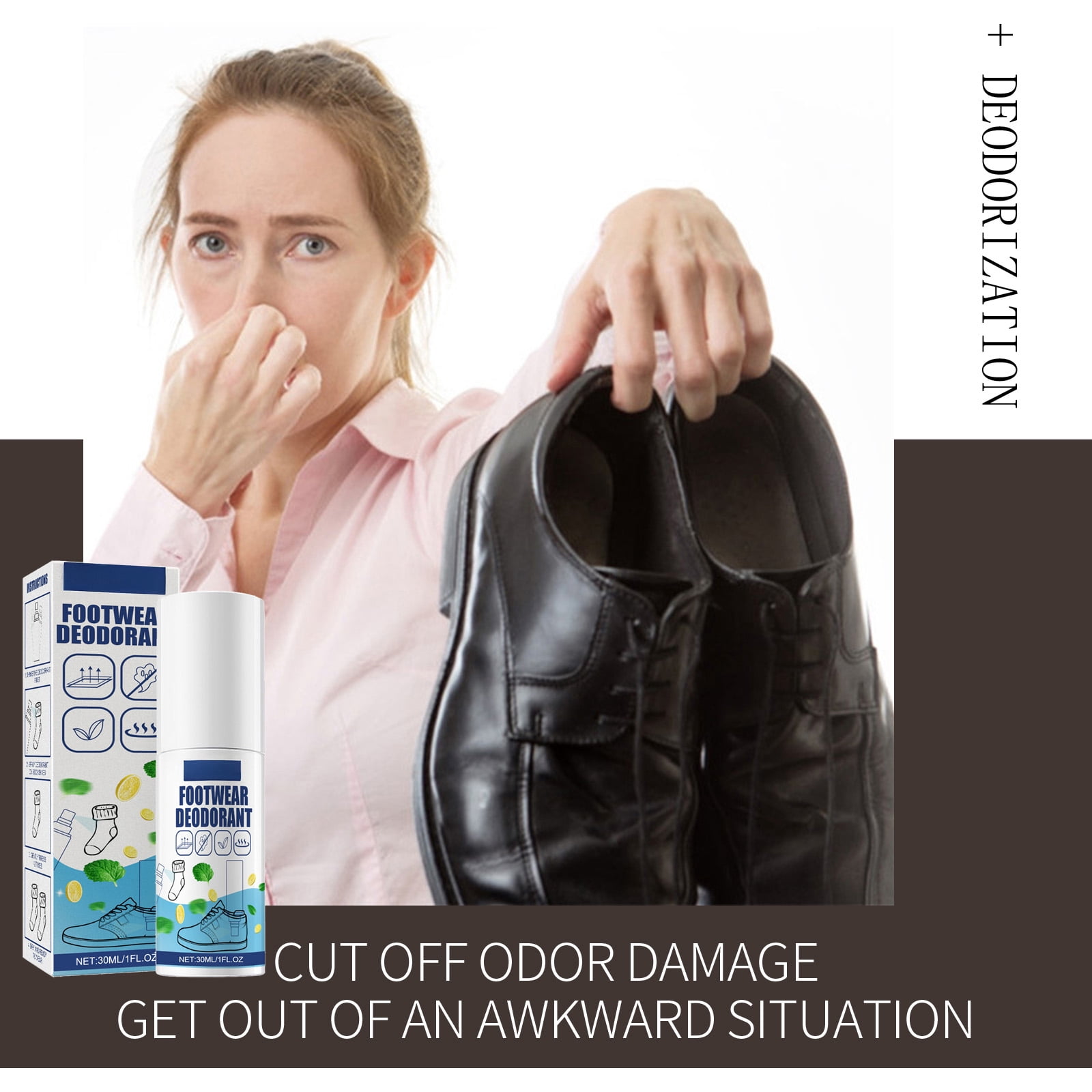 Alvantor Fast-Acting & Long-Lasting Shoe Deodorizer Spray Odor Eliminator Fresh Scent 1.06 fl. oz