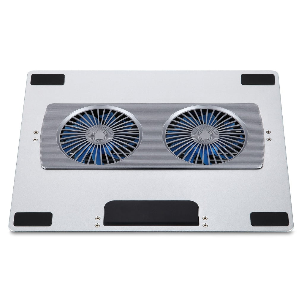 Metal Panel Laptop Cooling Pad with Foldable Feature 6 Adjustable Heights Double Fan Quiet Operation for 10-16inch Notebook
