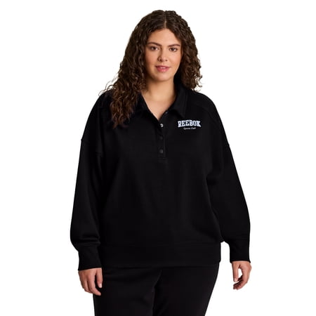 Reebok Women's and Women's Plus All Seasons Oversize Polo Sweatshirt, Sizes XS-4X