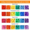 thumbnail image 3 of 4000pcs Kandi Pony Beads Kit - 2400pcs Rainbow and 1600pcs Letter Beads, 24 Colors Plastic Craft Bulk for Bracelets Jewelry Making With 20m Crystal 30m Elastic String, 3 of 6