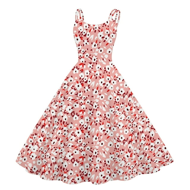 TJAZFJPA Robes de Plage pour Femmes Robes Vintage pour Femmes Sans Manches Longueur Genou Rétro Ligne A Évasée Swing Robe Formelle de Bal de Promo Robe de Fête Robe Jaune Robes de Séance de Maternité pour Femmes