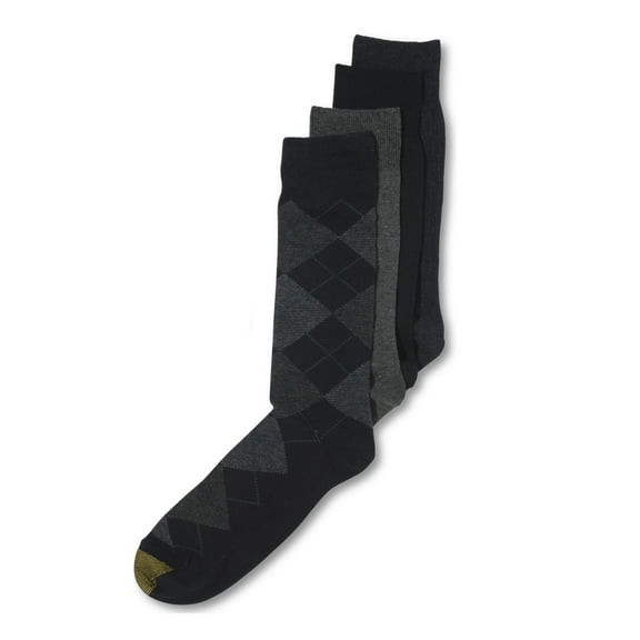 GOLD TOE 4 Pack Navy Assorted Moisture Control Casual Crew Socks 6-12.5