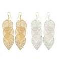 thumbnail image 2 of Ruanlalo Fashion Women Hollow Leaf Shaped Drop Dangle Hook Earrings Party Jewelry Gifts Silver, 2 of 6