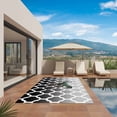 thumbnail image 3 of Morocco Black Outdoor Rug for Patio/Deck/Porch, Non-Slip Large Area Rug 5 x 7 Ft, Ombre Grey White Plaid Lattice Geometric Indoor Outdoor Rugs Washable Area Rugs, Reversible Camping Rug Carpet Runner, 3 of 8