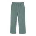 thumbnail image 6 of FUNUONY Women's Linen Cropped Pants Ankle Capris Straight Leg Trousers Fashionable Casual Buttons with Pockets Cotton and Linen Loose Trousers Cropped Trousers Striped Cotton and Linen Pants Green Xl, 6 of 9