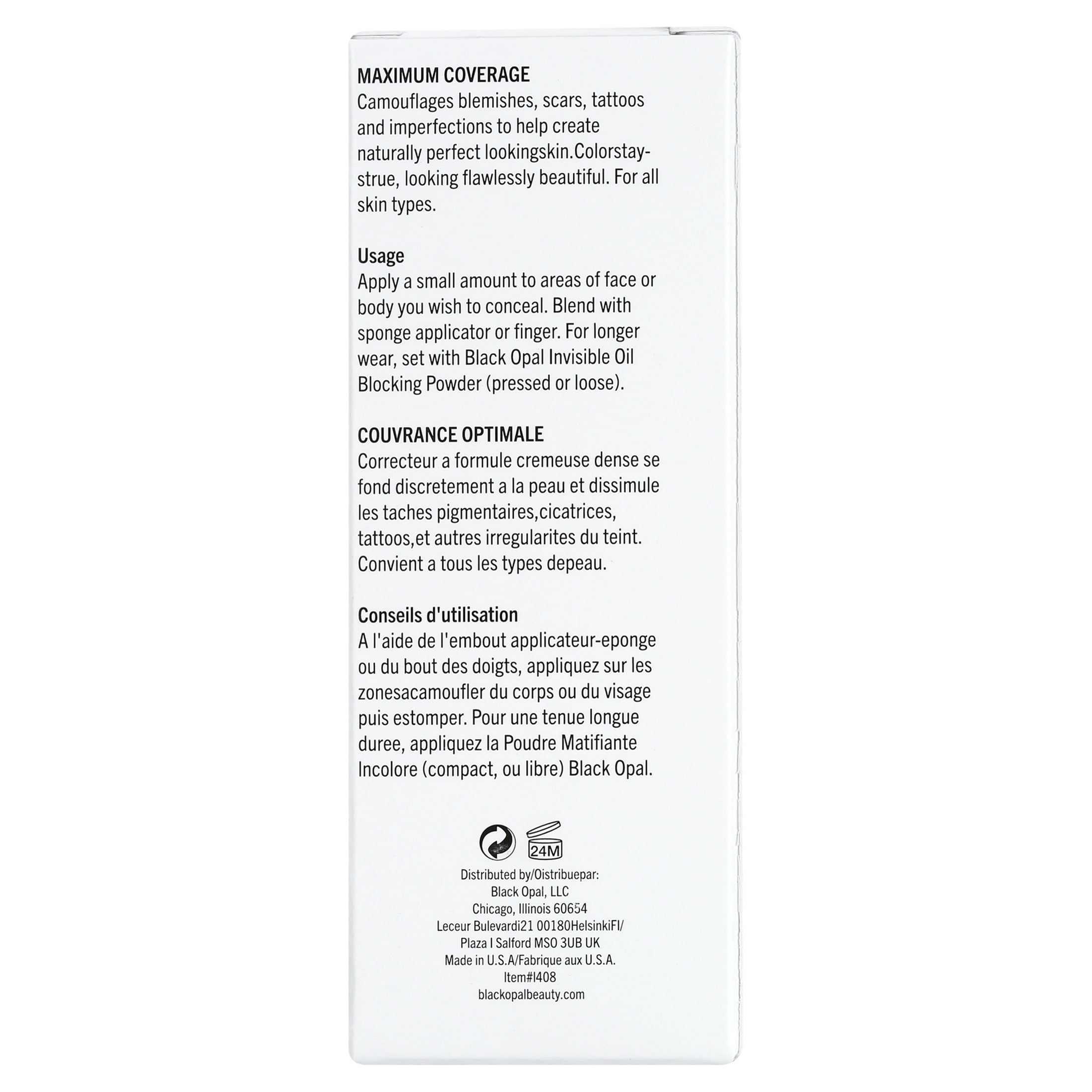 BLK/OPL Total Coverage Face + Body Concealer, Truly Topaz, 0.50 oz, Maximum Coverage, Hides Scars