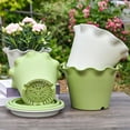 thumbnail image 5 of 1Pc Resin Plant Pot with Saucer,11.8X11.8X11.02inch Wavy Edge Flower Pot, Drainage Hole Planter, Indoor Outdoor Plant Container, Decorative Nursery Pot for Succulents, Herbs and Houseplants, 5 of 5
