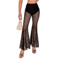 thumbnail image 2 of Sonducket Pantalones de verano de estilo gótico para mujer, pantalones largos de pierna ancha de encaje, ropa de calle Prendas para la parte inferior del cuerpo Negro METRO, 2 of 6