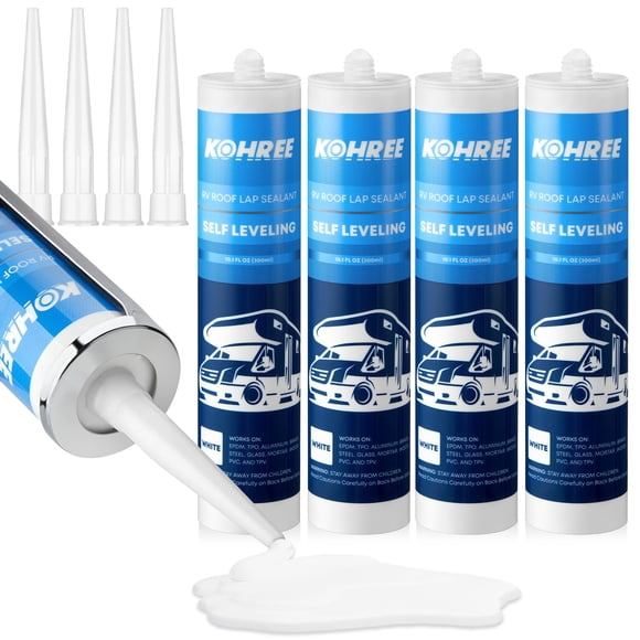 Sellador de techo para caravanas Kohree, sellador de regazo autonivelante, blanco, paquete de 4