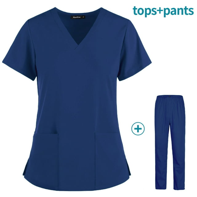 Vêtements de Travail Extensibles Séchage Rapide Costume Uniforme de Travail Manches Courtes Pantalon Vêtement de Protection Infirmière Vêtement Mince Été