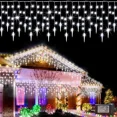 thumbnail image 2 of Luces LED de carámbanos para exteriores, cadena de luces navideñas conectables, cortina de ventana, luces de hadas para decoración de patio y jardín, 5-40 m, 2 of 5