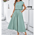 thumbnail image 5 of Summer Skirt Sets Women 2 Piece Outfits Cap Sleeve Top Elastic Waist Maxi Dress Sets with Pockets, 5 of 6