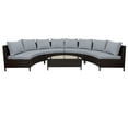 thumbnail image 3 of 5 Pieces Half Moon Outdoor Sectional Sofa Set, Patio All-Weather PE Wicker Furniture with Pillows, Cushions and Half-Moon Tempered Glass Table, Gray, 3 of 12