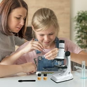 Microscope for Beginners - 200X to 1000X with LED, Metal Base, and Specimen Kit for Student Science Discovery