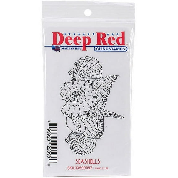 Deep Red Cling Stamp 2"X3.5"-Seashells, Pk 3, Deep Red Stamps