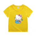 thumbnail image 3 of Camiseta de manga corta de algodón para niños de Hello Kitty, camisa de fondo para niños y niñas, ropa superior blanca de media manga de verano para bebés, 3 of 5