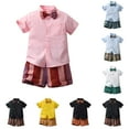 thumbnail image 3 of Ruyang Toddler Baby Boy Clothes Summer Short Sleeve Button Shirt Bow Tie Gentleman Shorts Suit Cute Casual Performance Outfits, 3 of 8