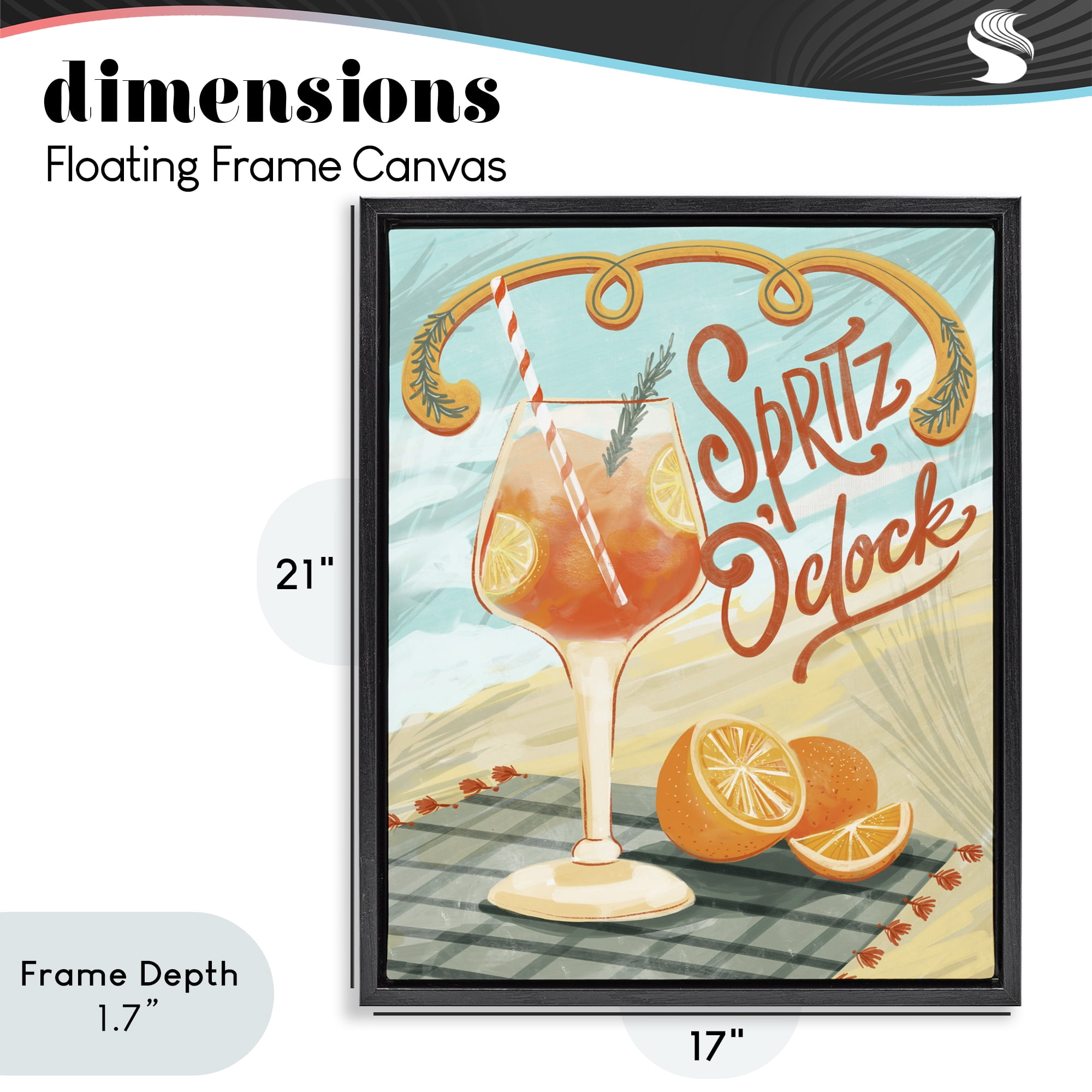 Stupell Industries Spritz O'Clock Citrus Cocktail Black Framed Floater Canvas Wall Art, design by Connie Summers