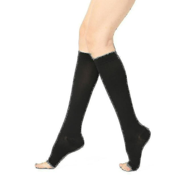 Bas de Compression Médicale 22-32 Mmhg Bas de Compression Hauteur Genou Bas de Compression à Bout Ouvert