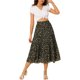 thumbnail image 2 of Falda Floral para Mujeres Chifón A-line Larga con Volantes Boho Verano Midi Falda S Verde, 2 of 8