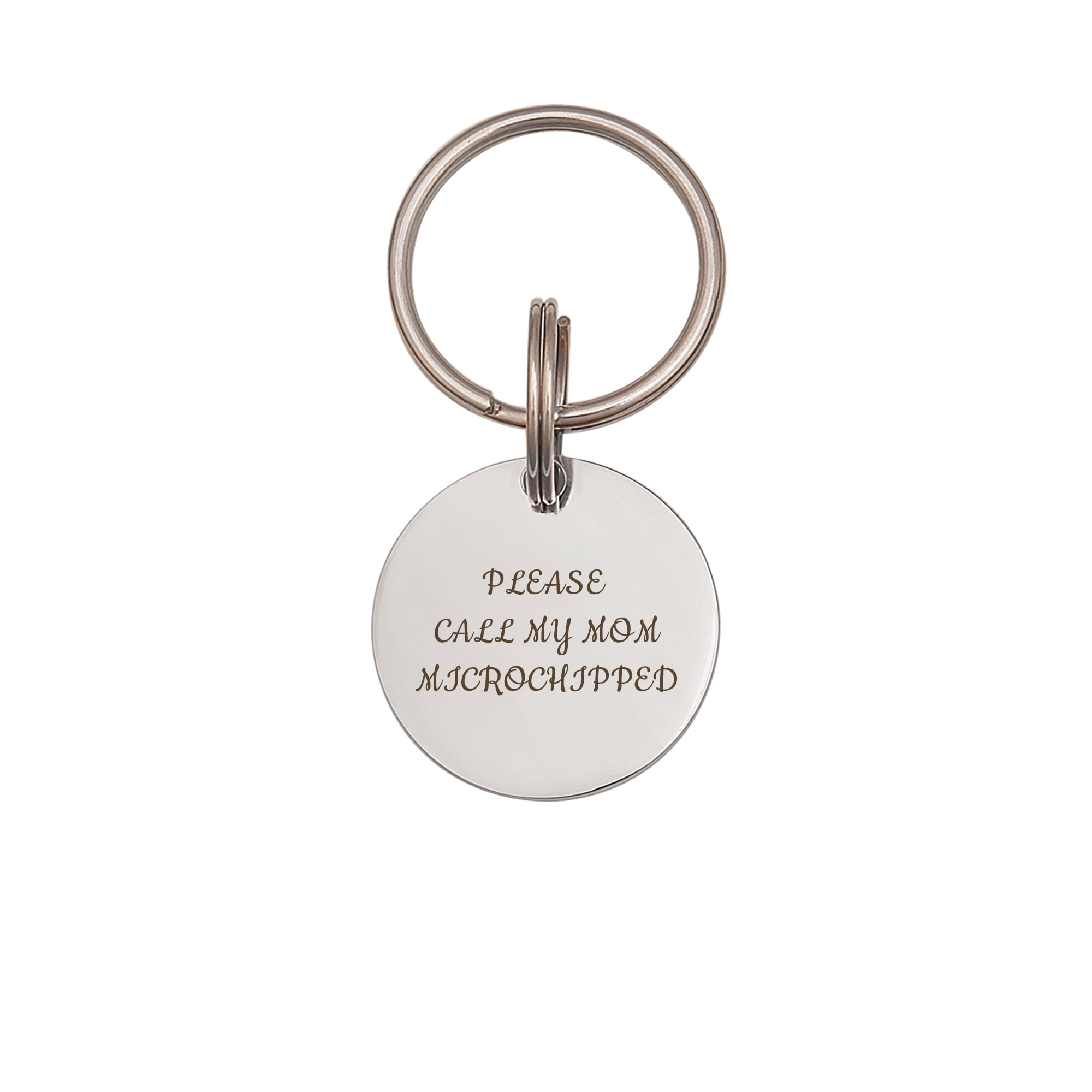 Anavia Stainless Steel Metal Round Name - Phone Number Birthday Holiday Christmas Engraved Dog Cat ID Tag, Silver