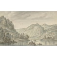 thumbnail image 2 of Herman Saftleven 24x16 Gold Ornate Framed and Double Matted Museum Art Print Titled - Rhine Near the Drachenfels (1670 - 1679), 2 of 4
