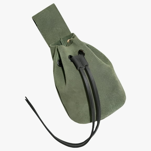 Mythrojan Medieval Pouch Suede Leather Drawstring Belt Pouch Renaissance Costume Accessories Jewelry Dnd Coin Dice Bag Larp Pirate Waist Bag for Cosplay - Green