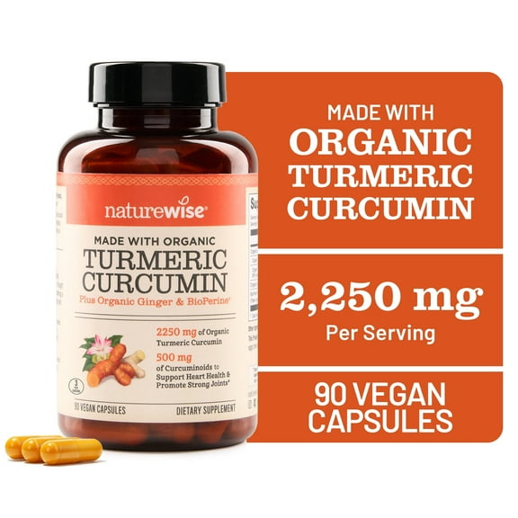 NatureWise Curcumin Turmeric 2250mg   Black Pepper & Ginger - 90 Capsules[30-Day Supply]