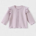 thumbnail image 5 of AHTJRT Crewneck Shirts for Girls Button Down Ruffle Flounce Long Sleeves Tee Tops 2026 Fall Spring Casual Lounge Outdoor Cardigans Purple 2-3 Years, 5 of 8