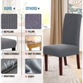 thumbnail image 4 of Juego de 4 fundas elásticas para sillas de comedor para comedor, fundas protectoras para sillas Parsons, fundas protectoras para sillas de comedor, tela jacquard texturizada a cuadros, gris natural, paquete de 2, 4 of 5