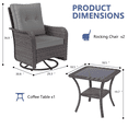 thumbnail image 4 of ALAULM 3 Pieces Patio Furniture Set, Outdoor Swivel Gliders Rocker, Wicker Patio Bistro Set with Rattan Rocking Chair for Porch Deck Backyard (Gray), 4 of 11